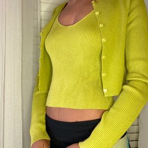 green two piece (cardigan & tank set)